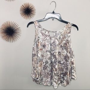 Floral Pattern Cold Shoulder Blouse